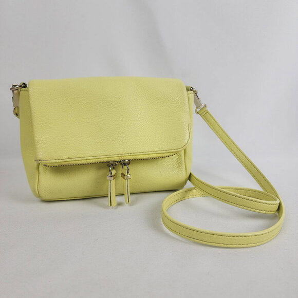 Talbots Neon Yellow Leather Crossbody Purse - Picture 1 of 13